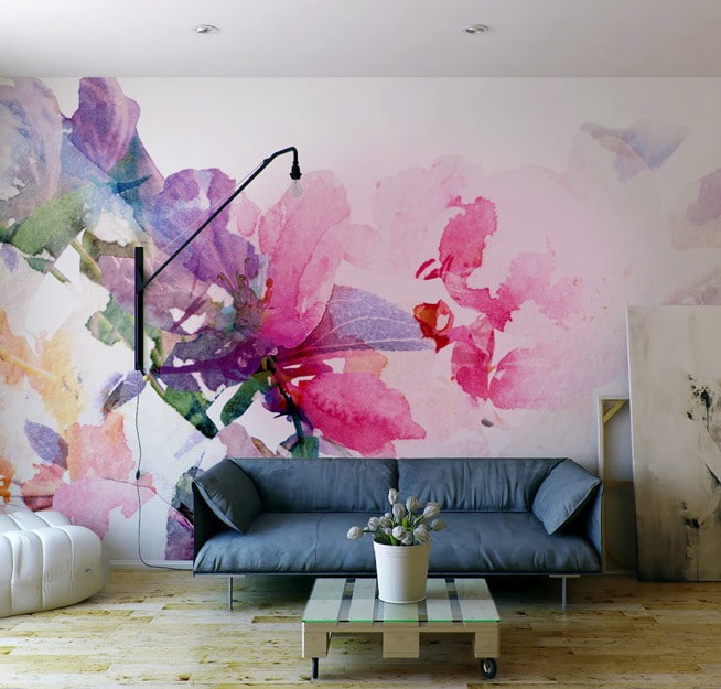 papel de parede floral aquarela