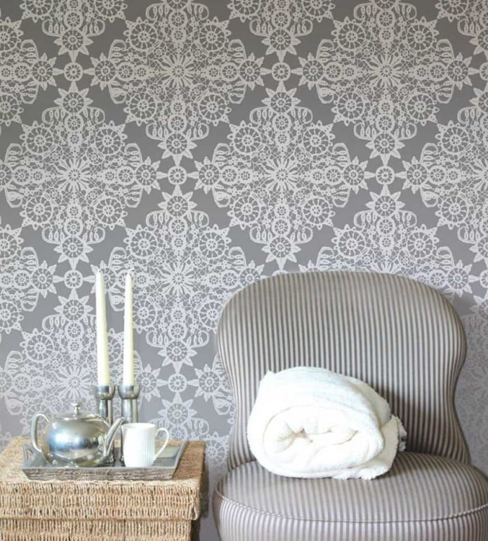 wallpaper with an openwork pattern in the interior