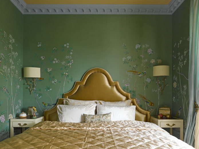 paper pintat de tela verda al dormitori