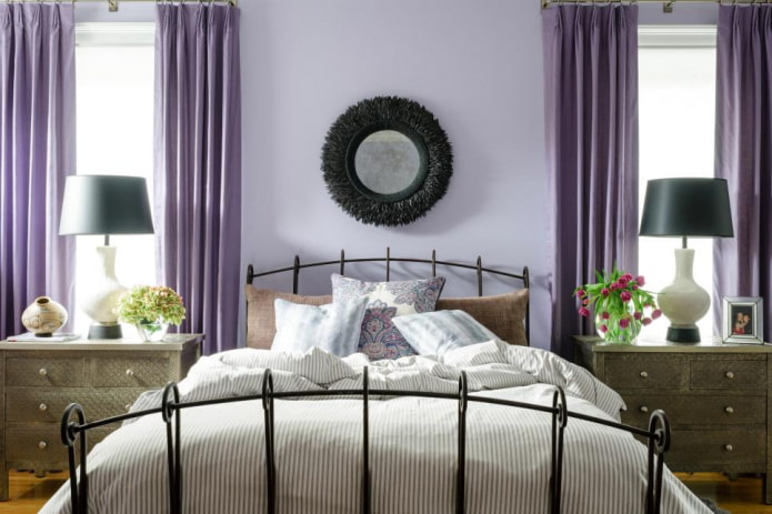 rideaux en taffetas lilas