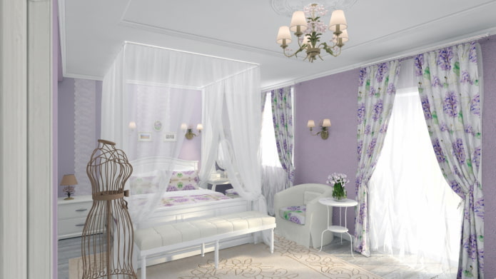 rideaux avec une combinaison de lilas et blanc