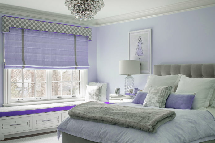 rideaux avec une combinaison de lilas et de gris