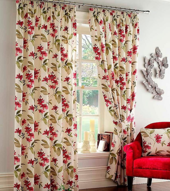 cortinas con estampado floral