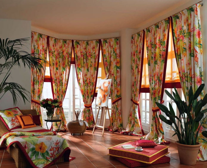 cortinas florales orientales