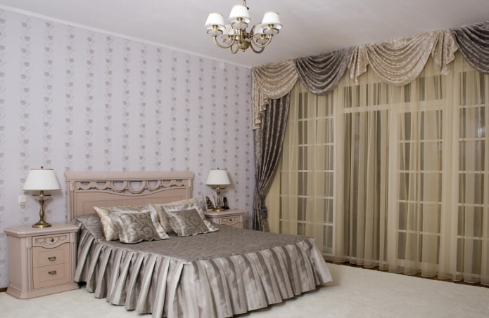 pelmets with curtains in the bedroom