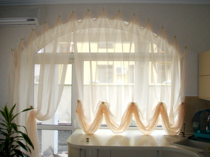 Austrian window curtains with balcony door