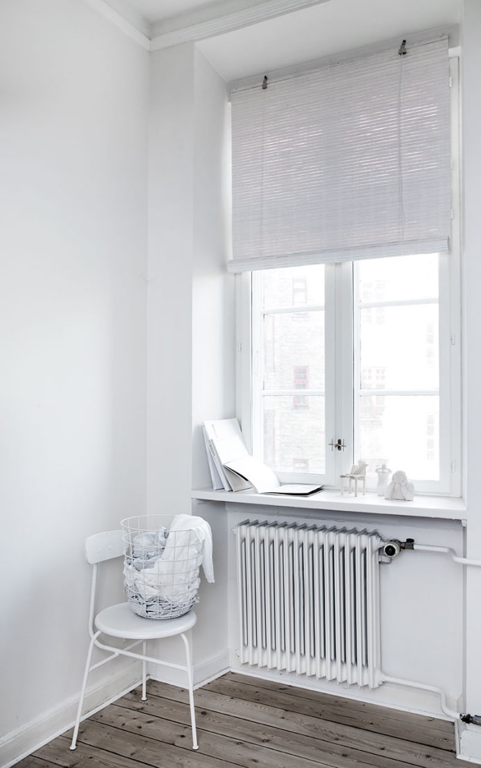 white bamboo roller blinds in the interior