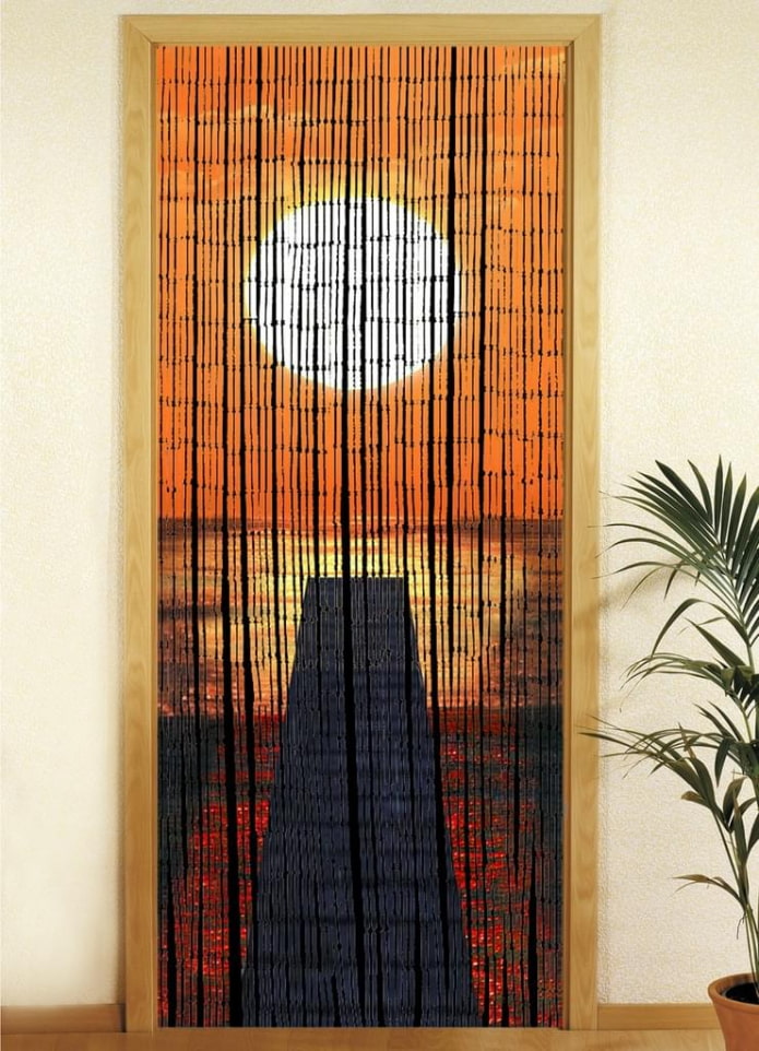 cortinas de bambú con un paisaje natural