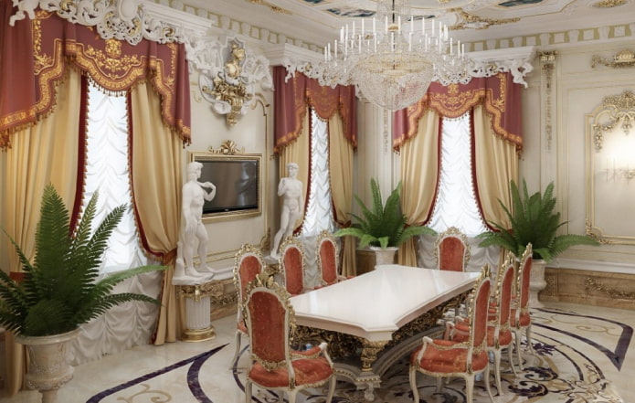 cortinas francesas en el interior barroco