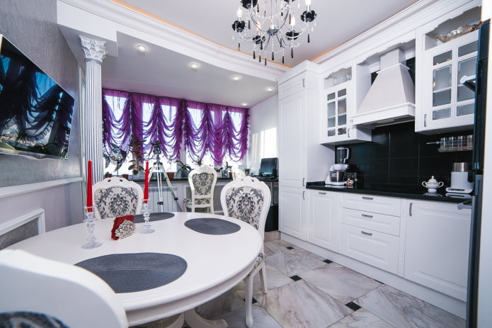 purple marquise curtains in the interior