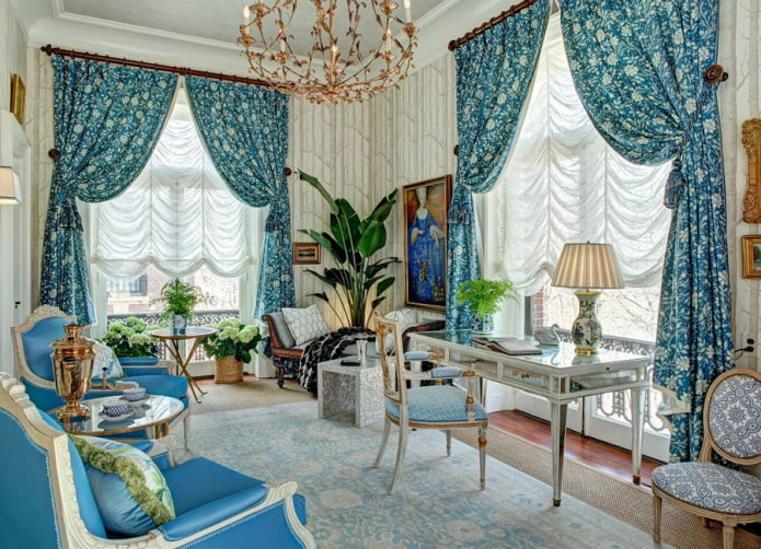 cortinas marquise combinadas com cortinas no interior