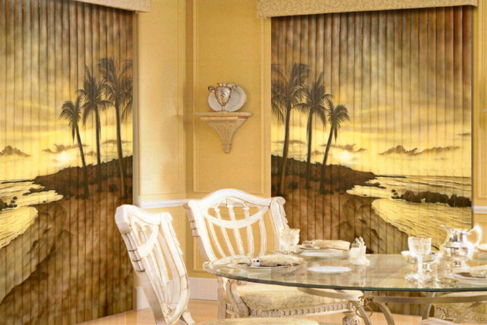 blinds with the image of nature in the interior
