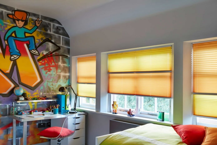 blinds pleated in the children's room