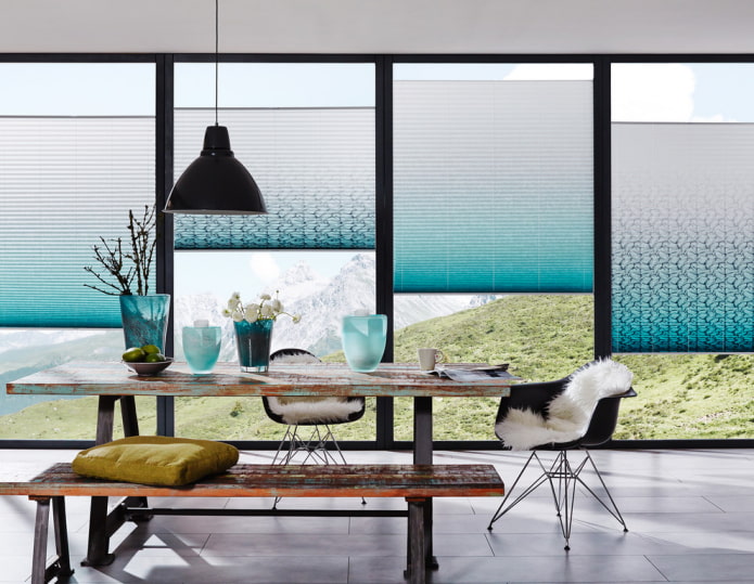 pleated paper blinds in the interior