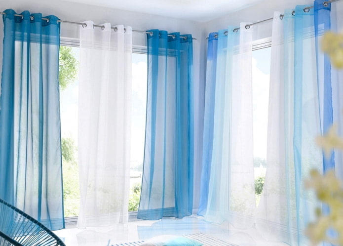 blue curtains on grommets
