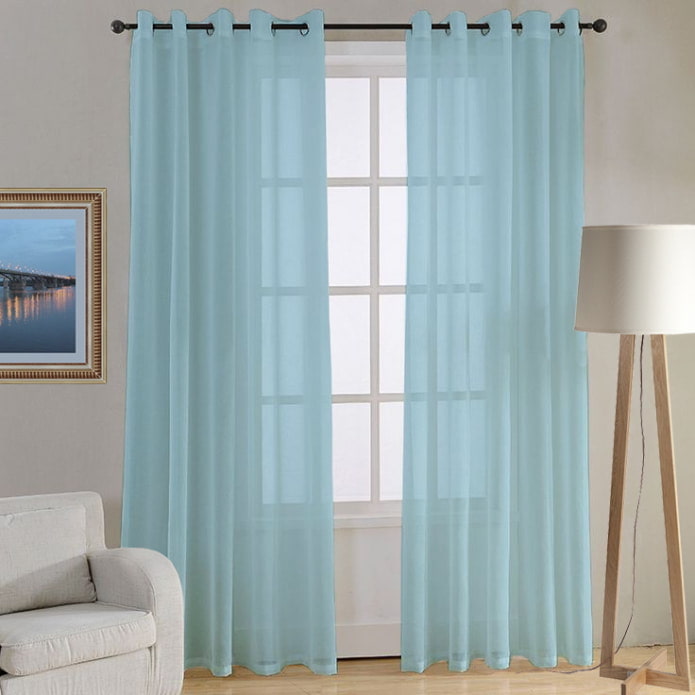 blue curtains on grommets
