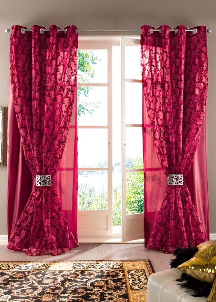 double curtains on grommets