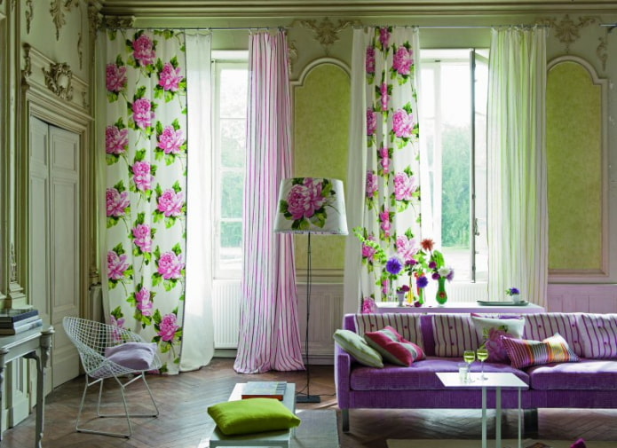 cortinas com estampa floral