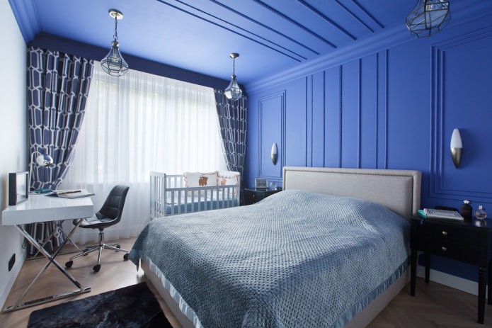sypialnia w kolorze niebieskim