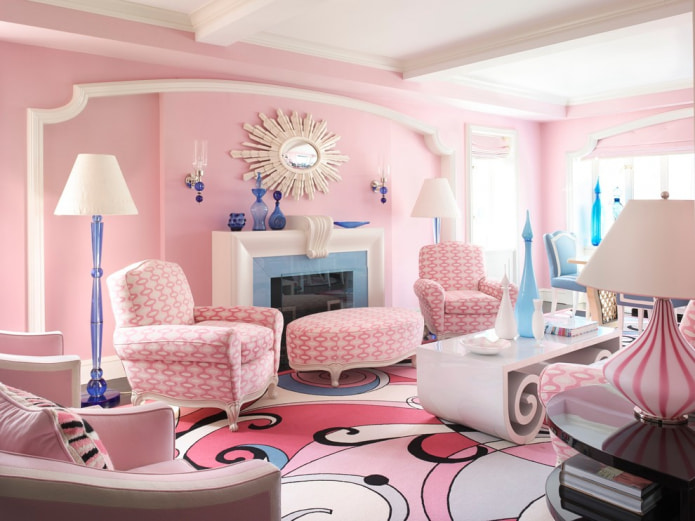 Interior rosa y azul