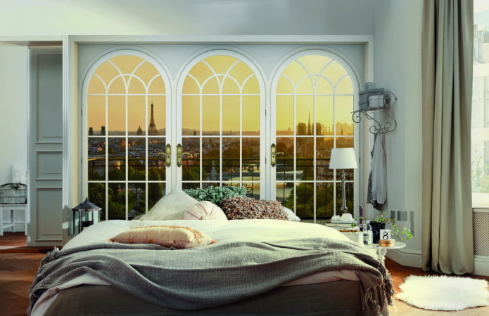 3D-Tapete mit Blick aus dem Schlafzimmerfenster