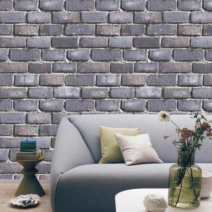 3d wallpaper under a brick in the living room