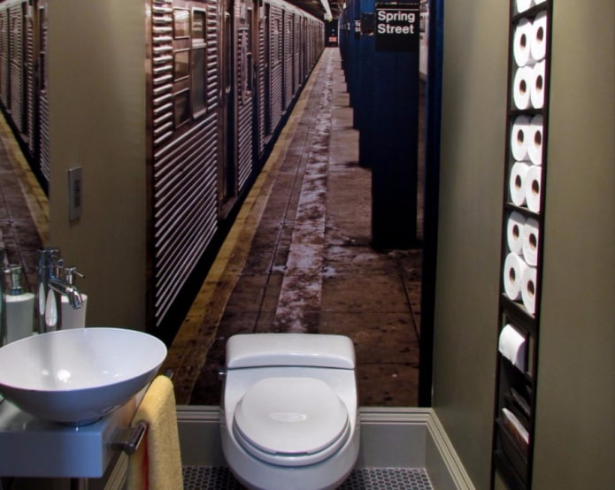 3D-s fotó háttérkép a fürdőszobában