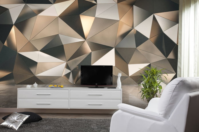3D tapetai ant sienos už televizoriaus