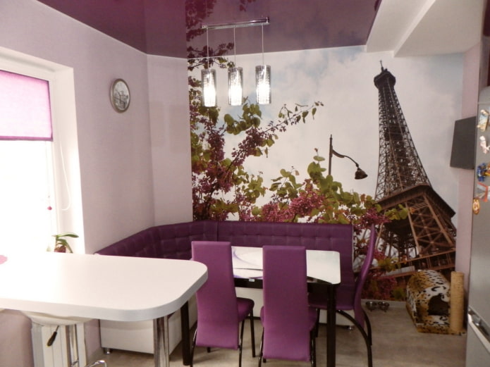 Papiers peints avec l'image de Paris à l'intérieur de la cuisine