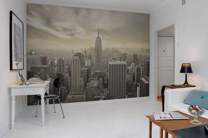 Seinämaalaus New Yorkin kuvan kanssa sisätiloissa