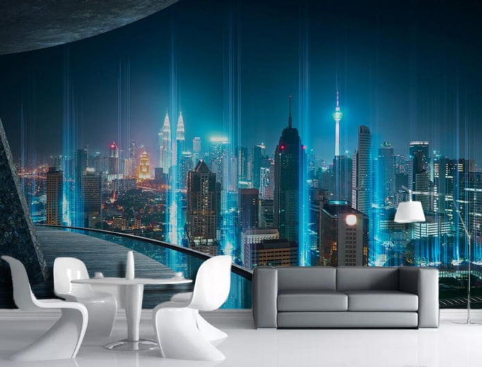 Wall mural with the image of a modern city