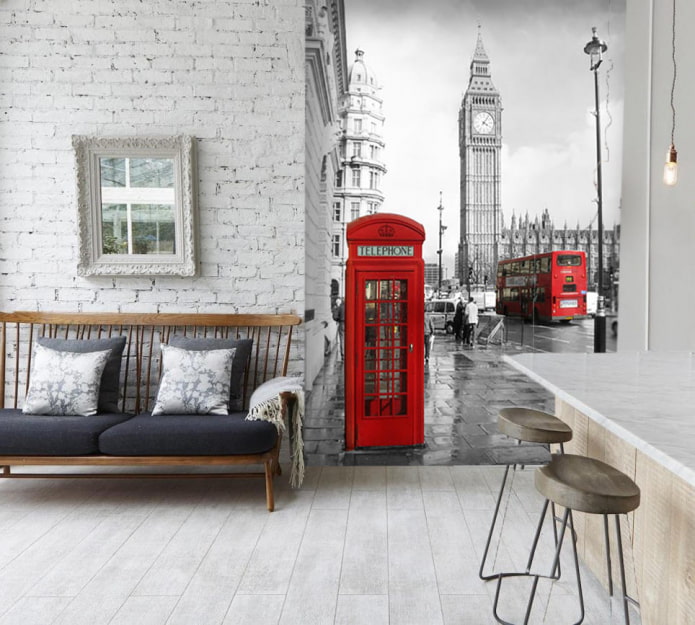 Wall mural with the image of London in the interior