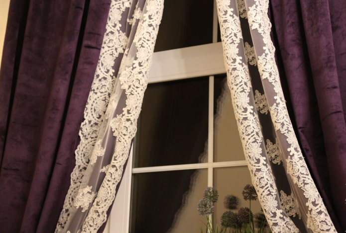 velvet curtains with lace