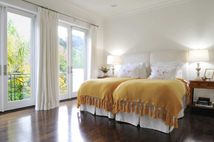 white velvet curtains in the bedroom