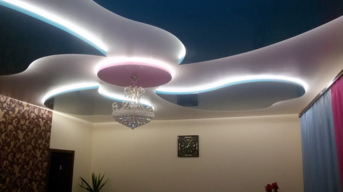 soaring ceiling structure with chandelier