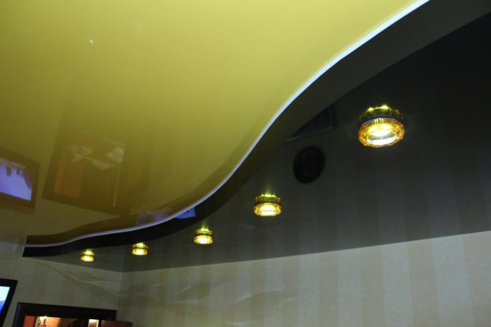 suspended ceiling structure in black and yellow