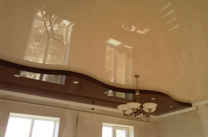 construction de plafond suspendu brun beige