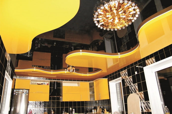structure de plafond suspendu en noir et jaune