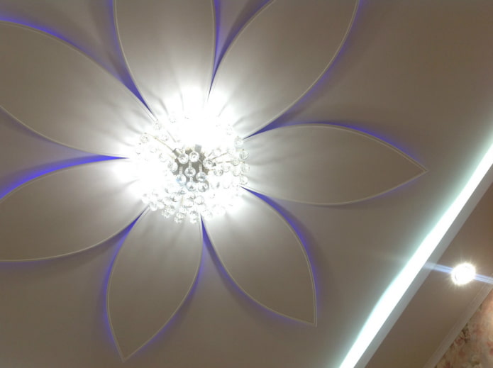конструкция на гипсокартон във формата на цветя