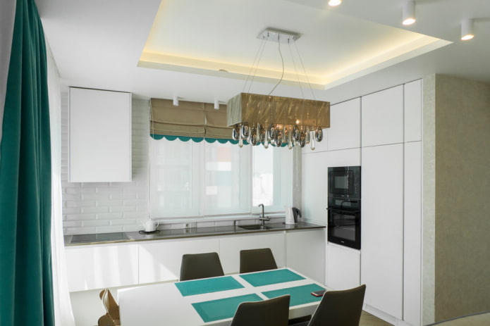 dvoupodlažní design v interiéru malé kuchyně