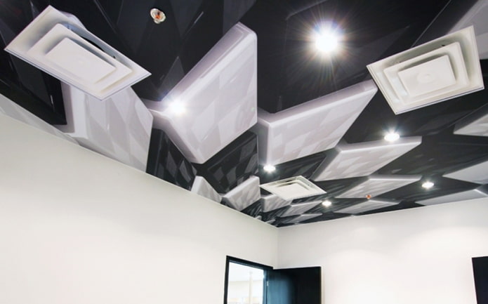 plafond avec l'image d'objets géométriques volumétriques