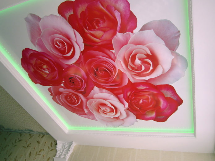 căng vải với in ảnh dưới dạng hoa hồng
