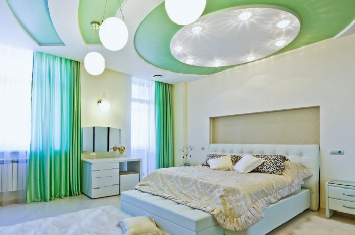 two-tone tensile structure in the bedroom