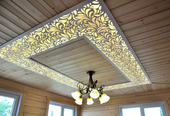 ceiling lining with a chandelier