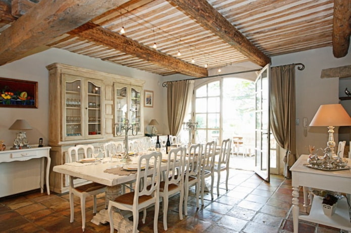 wood ceiling in provence style