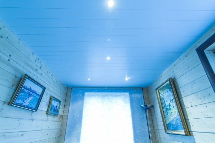 support et structure de plafond en bleu