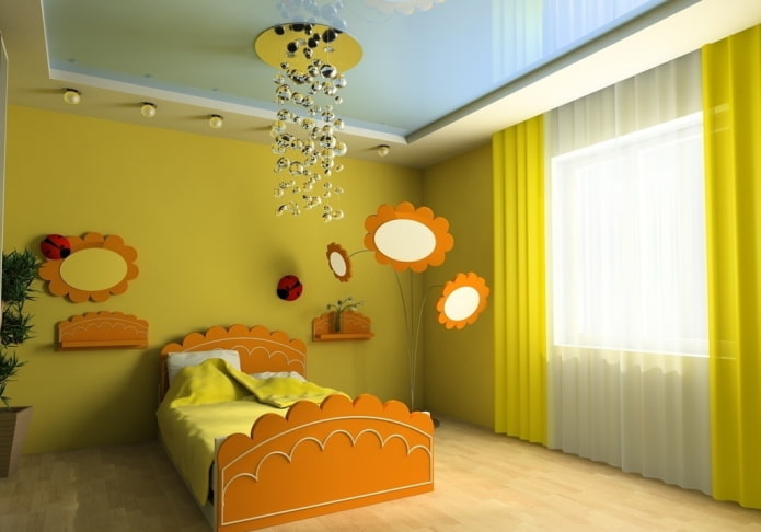 plavi strop u kombinaciji sa žutim zidovima