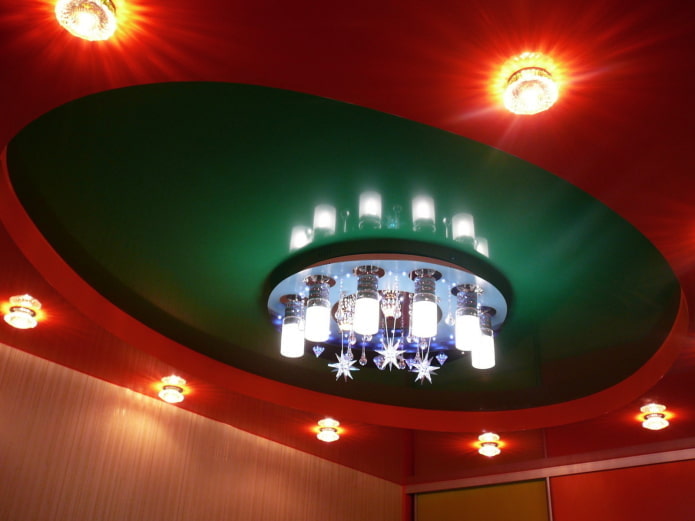 red green ceiling design