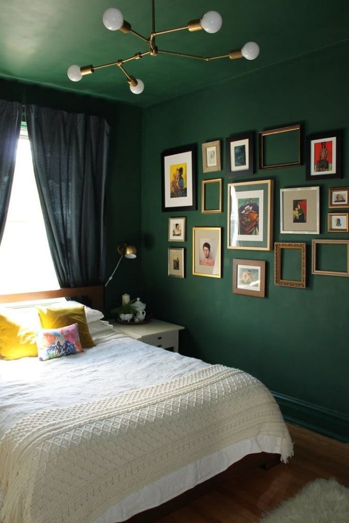 yatak odasında yeşil tavan tasarımı
