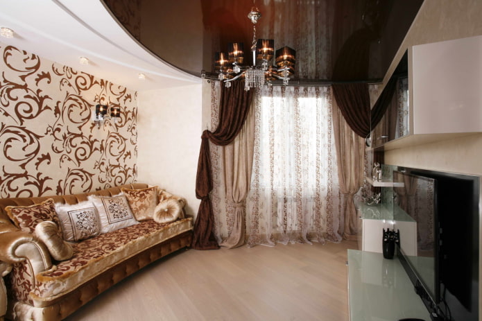braune Decke Design im Wohnzimmer